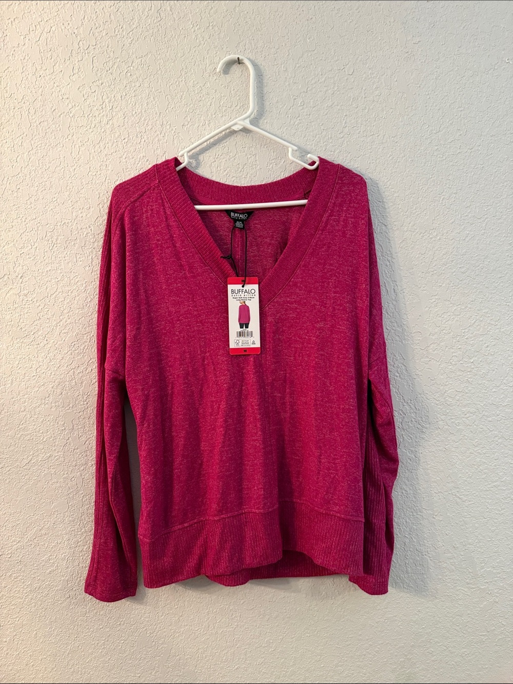 Buffalo David Bitton Women's V‑Neck Sweater in Fuchsia